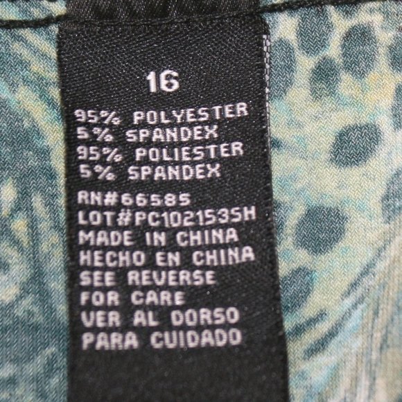 PERCEPTIONS Dress Sleveless Peacock Feathers Print Stretch Midi Plus Size 16 - Picture 8 of 16